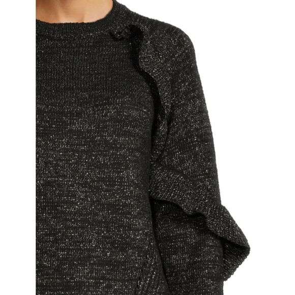 Women's Shimmering Ruffle Sweater Top Shirt Size L - Picture 4 of 5